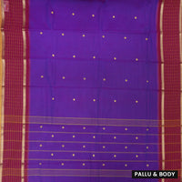 Dark Purple With Maroon Pure Chettinad Cotton Saree with Blouse
