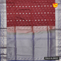 Maroon with Blue Soft Silk Saree - Thenianantham