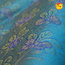 Peacock Blue Wedding Silk Saree With Purple Pallu - Thenianantham