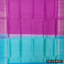 Deep Pink with Blue Soft Silk Saree