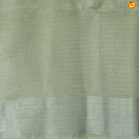 Light Green with Silver Border Tissue Checks With Floral Digital Prints saree - Thenianantham