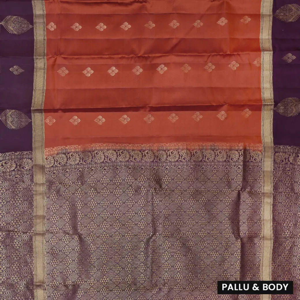 Brick Red with Dark Brown Soft Silk Saree