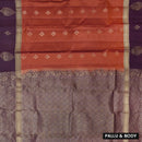 Brick Red with Dark Brown Soft Silk Saree