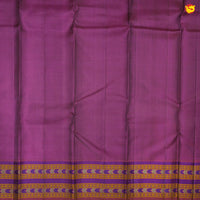 Dark Wine and Purple Jacquard Pallu And Floral Buttas Kanchipuram Soft Silk Saree - Thenianantham