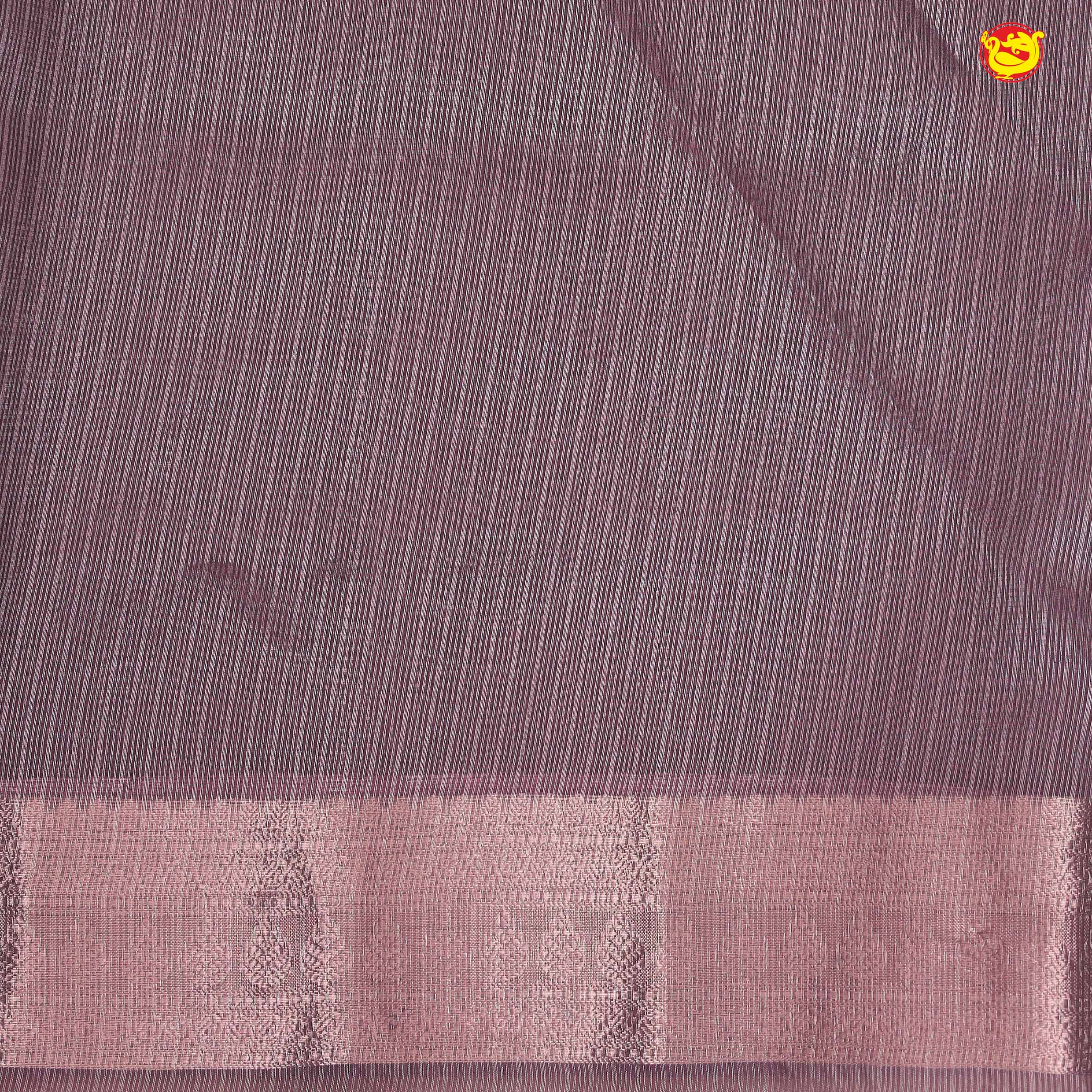 Dark Onion Pink with Gold Zari Border Tissue With Digital Prints saree - Thenianantham