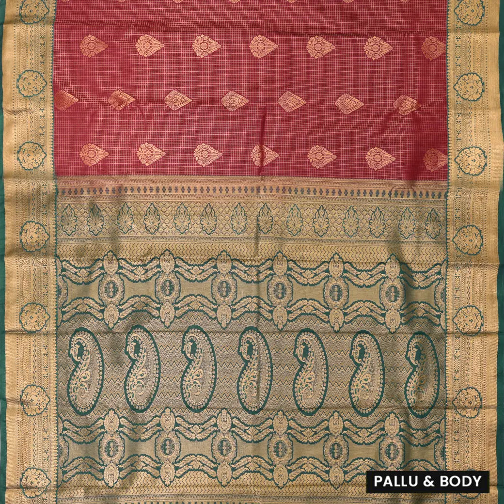 Maroon with Green Art Silk Saree