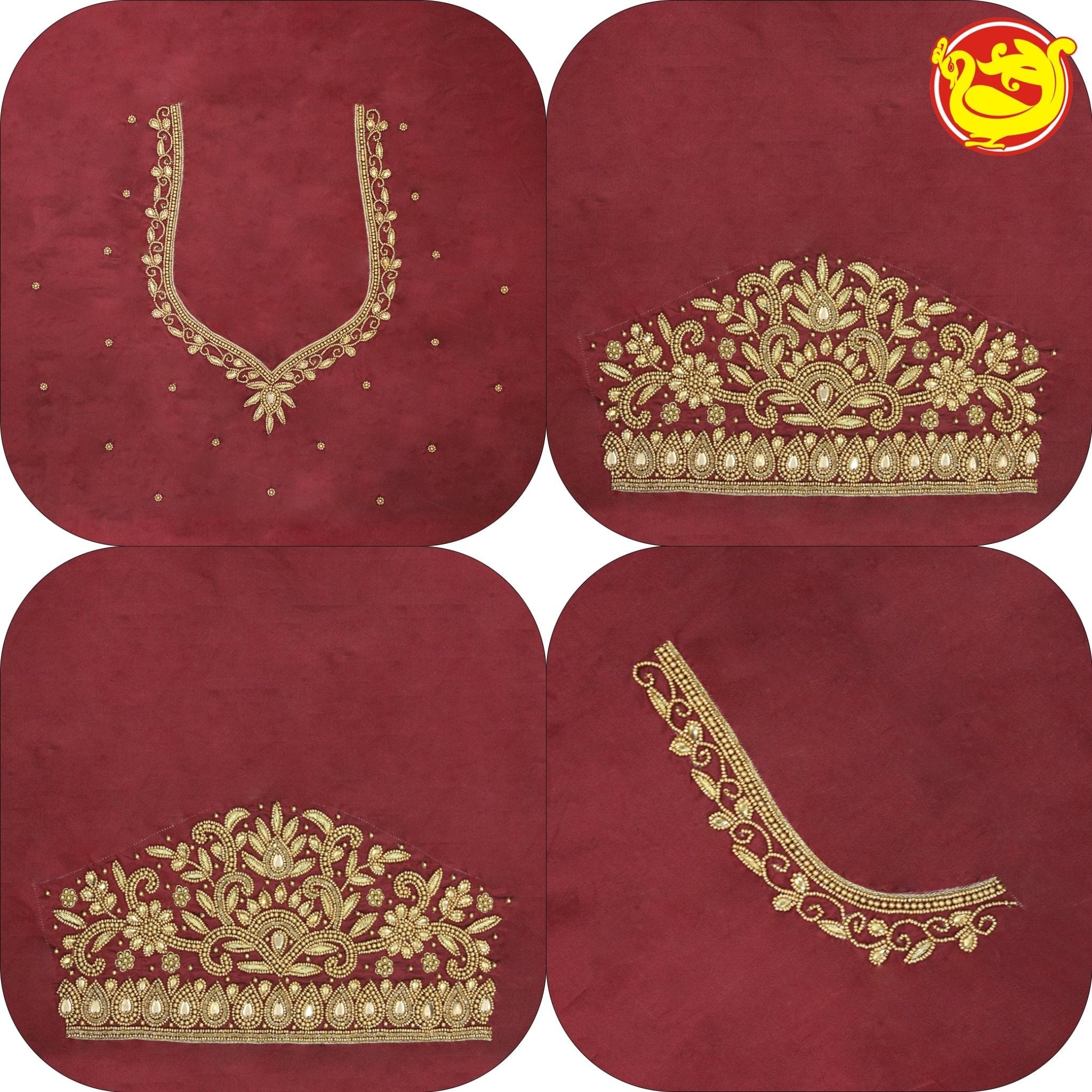 Maroon Bridal Aariwork Blouse - Thenianantham