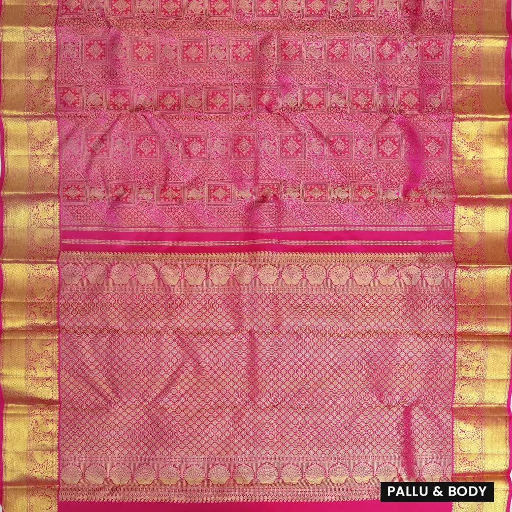 Pink with Gold Zeri Subalaya Wedding Silk Saree