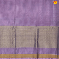 Pochampally Silk Saree Orange and Dark Lavender with Allover Ikat Weaves and Ikat Style Zari Woven Border