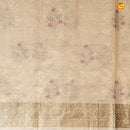 Gold With Gold Zari Border Tissue Crush With Floral Thread Embroidery Work Saree - Thenianantham