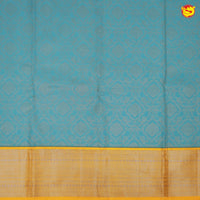 Light blue with yellow border pure Kanchipuram silk saree - Thenianantham