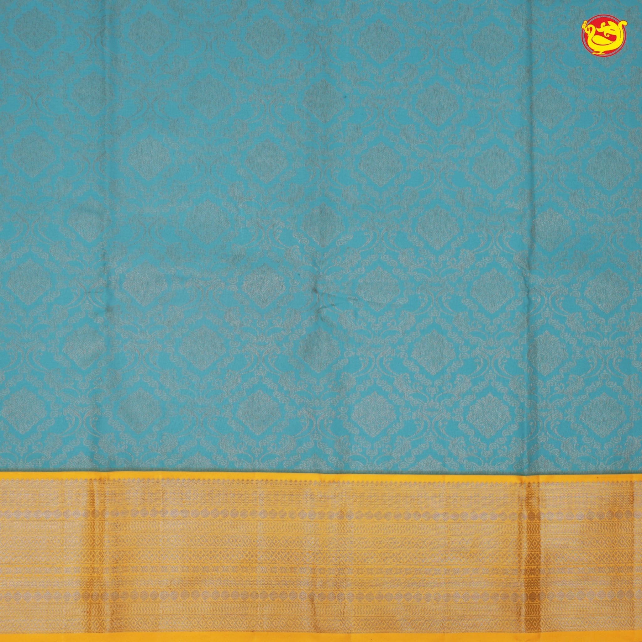 Light blue with yellow border pure Kanchipuram silk saree - Thenianantham