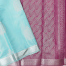 Couple Combo Tissue Silk Set – Men’s Shirt & Dhoti with Matching Women’s Saree With Aqua Blue With Silver Zari Border