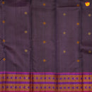 Dark Wine and Purple Jacquard Pallu And Floral Buttas Kanchipuram Soft Silk Saree - Thenianantham