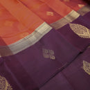 Brick Red with Dark Brown Soft Silk Saree
