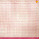 Half White and Rani Pink With Jacquard Checks Kanchipuram Silk Saree - Thenianantham