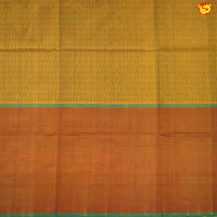 Mustard Yellow and Maroon Golden Jacquard Checks And Mango Butta Kanchipuram Silk Saree - Thenianantham