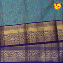 Peacock Blue Wedding Silk Saree With Purple Pallu - Thenianantham