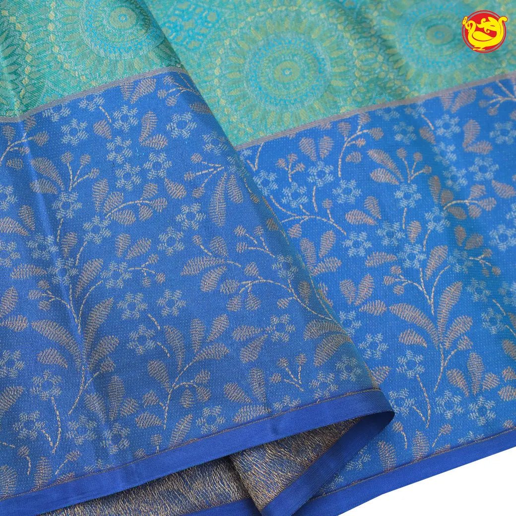 Sea green with blue kanjivaram wedding silk saree - Thenianantham