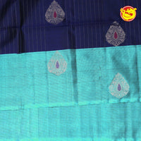 Navy Blue With Peacock Green Soft silks sarees - Thenianantham