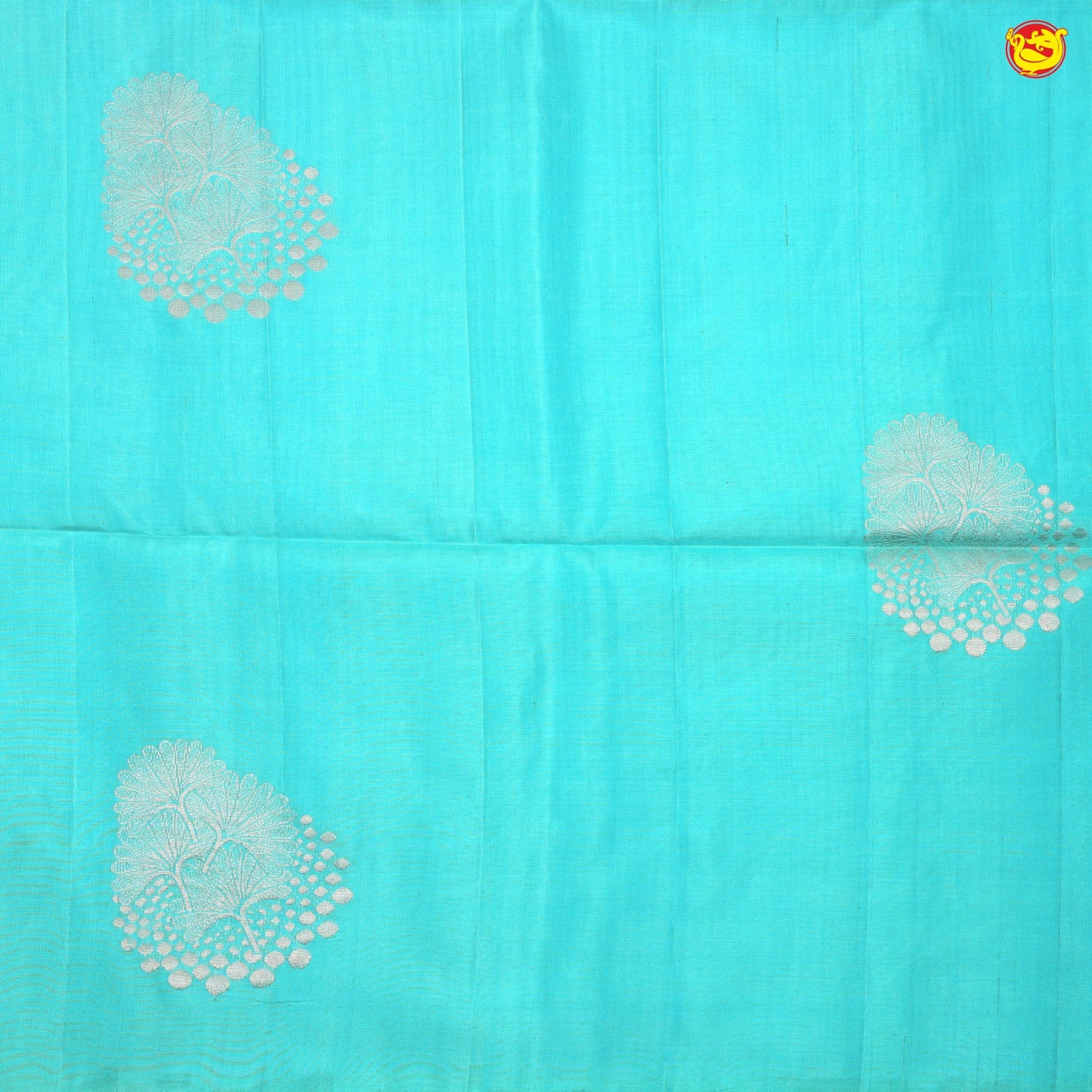 Sky Blue With Grey Floral Buttas Motifs Silver Zari Pure Kanjivaram Yuvana Soft Silk Saree - Thenianantham