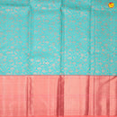 Sky blue with peach pure Kanchipuram silk saree - Thenianantham