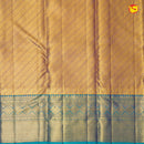 Golden Tissue With Peacock Green Floral Motifs Gold Zari Border Pure Kanjivaram Subhalaya Wedding Silk Saree - Thenianantham