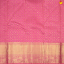 Pink With Checked Floral Motifs Gold Zari Border Pure Kanjivaram Subhalaya Wedding Silk Saree - Thenianantham