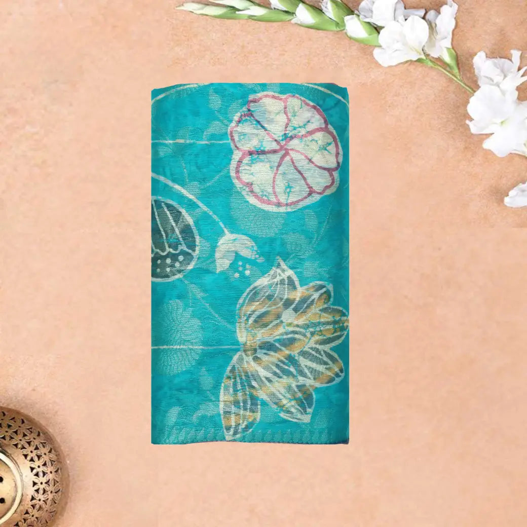 Rama Blue with Pink Semi Burberry Silk Saree