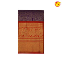 Dark blue with red pure Kanchipuram silk saree - Thenianantham