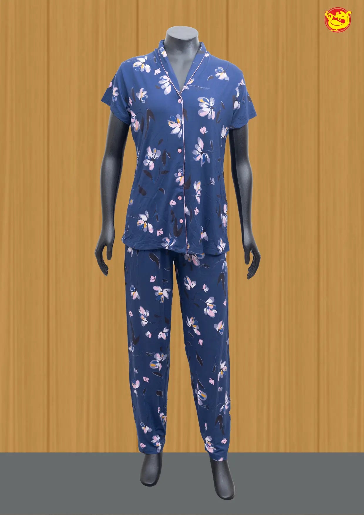 Blue Women Night Suit Printed