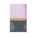 Pastel pink with bottle green semi soft silk saree