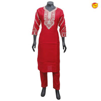 Red Ladies Branded Readymade Chudi Set - Thenianantham