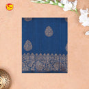 Blue With Maroon Contrast Blouse Floral Motifs Copper Zari Khadi Banarasi Tussar Silk Saree