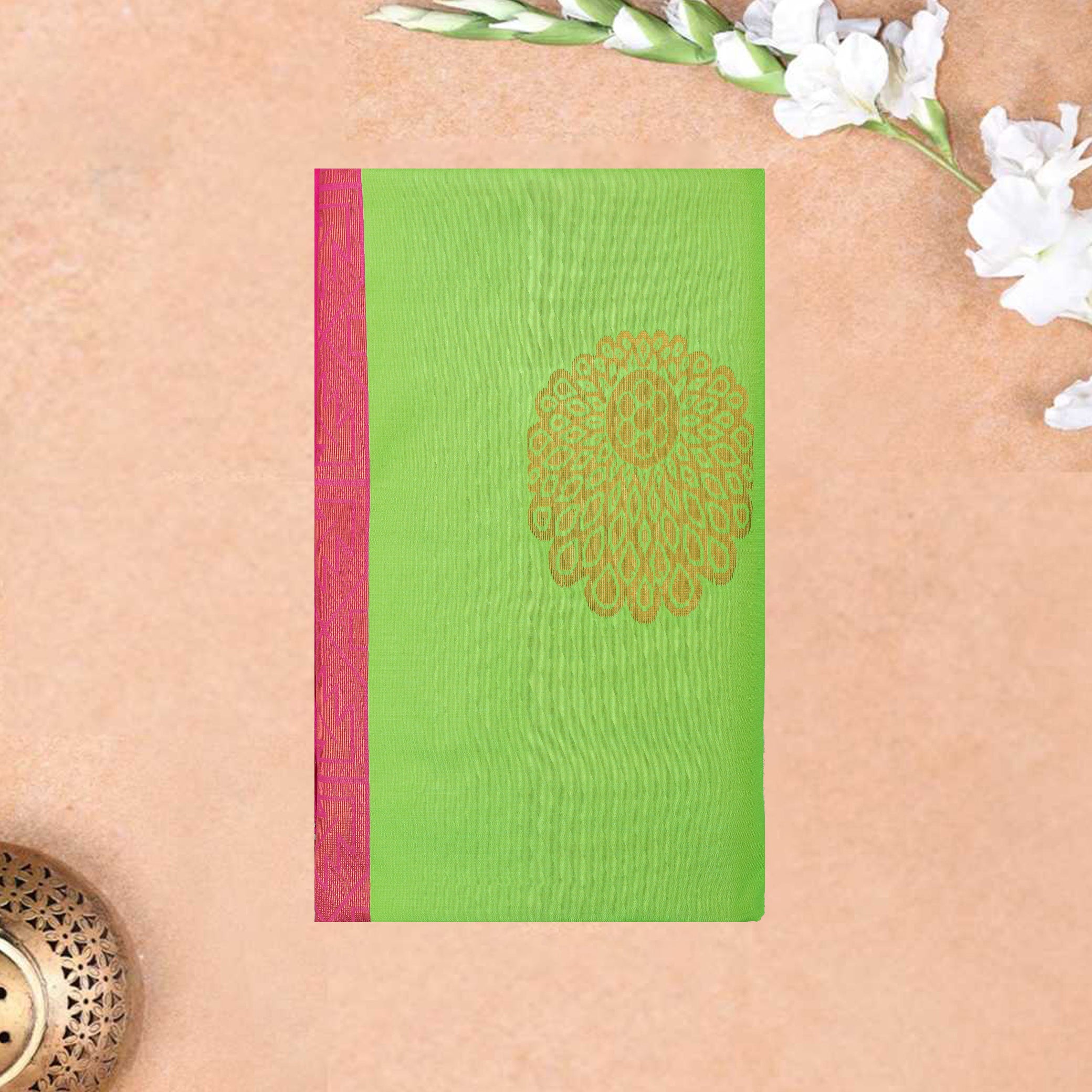 Green With Pink Soft Silk Saree