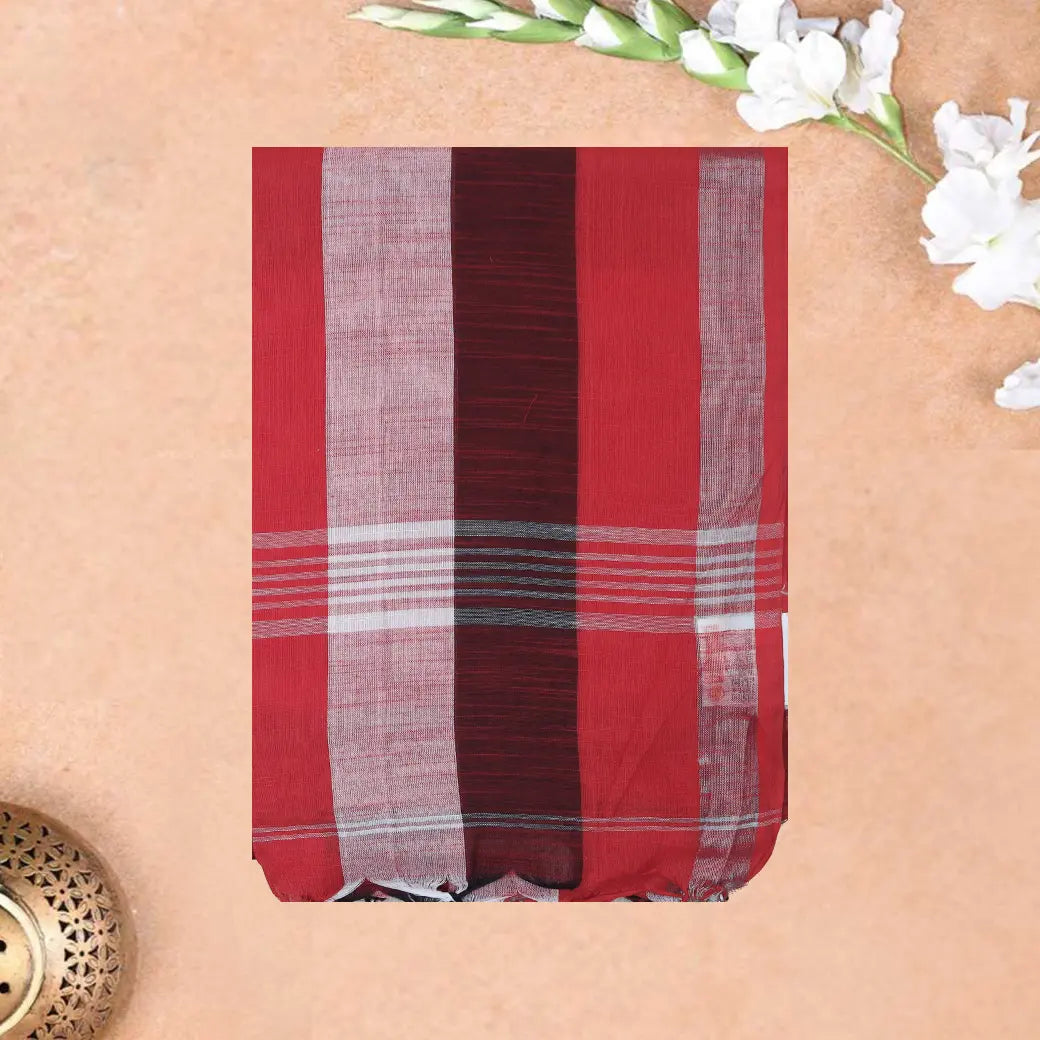 Multicolor checked Linen Cotton Saree