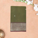 Dark Olive Green With Maroon And Turquoise Blue Border Pure Chettinad Cotton Saree with Blouse