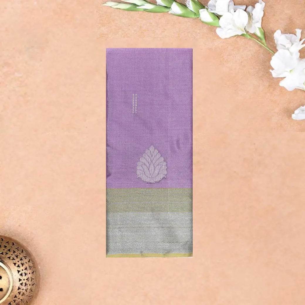 Lavender Purple With Silver Border  Arani Silk Saree