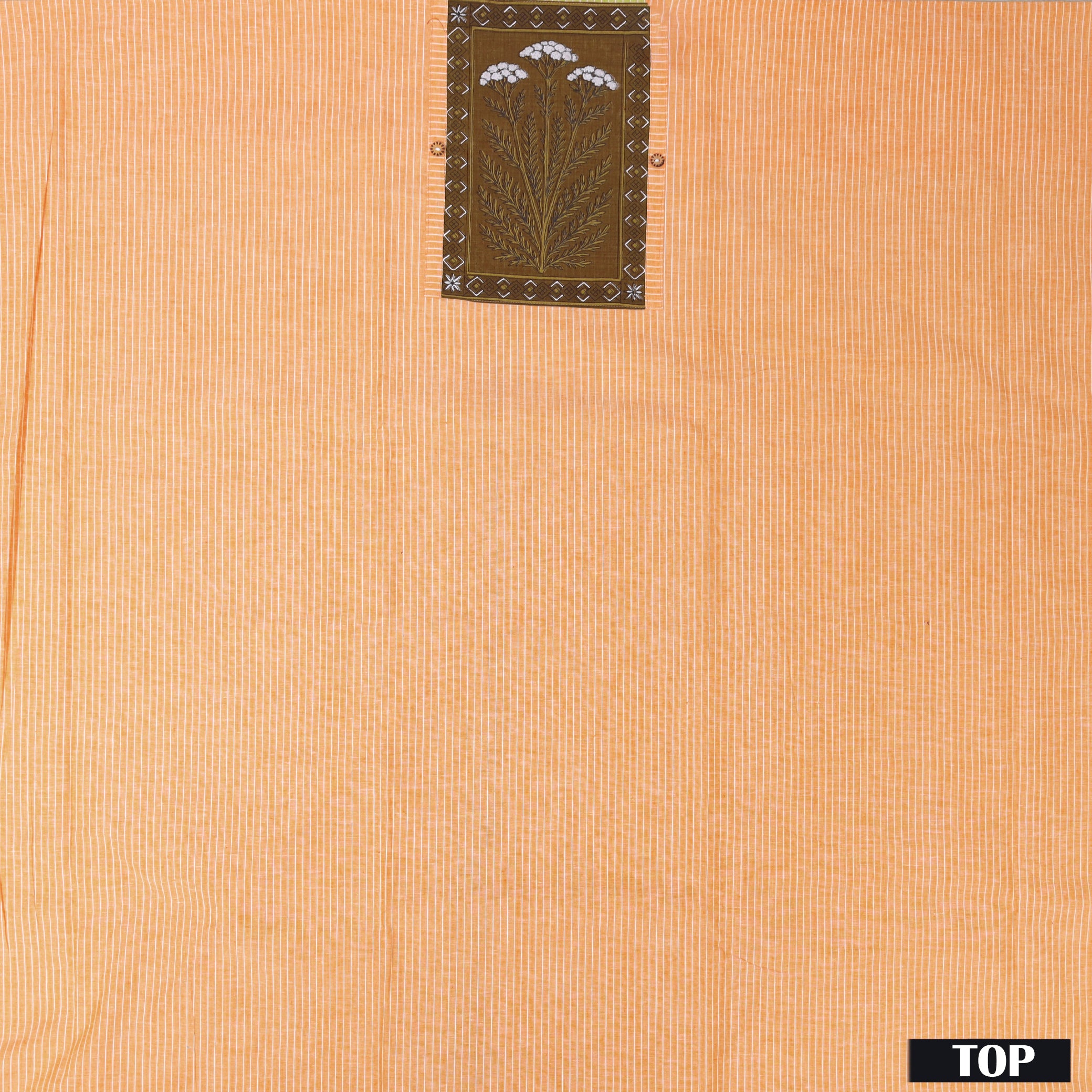 Light Orange With Brown Cotton Ladies Chudithar Material