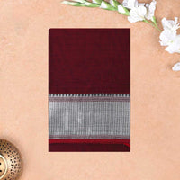 Red ColourTraditional Narayanpet Cotton Saree with Contrast Border