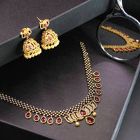 Lotus necklace with pairing jhumkas