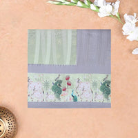 LIGHT GREEN WITH GREY Semi  Burberry Silk Saree