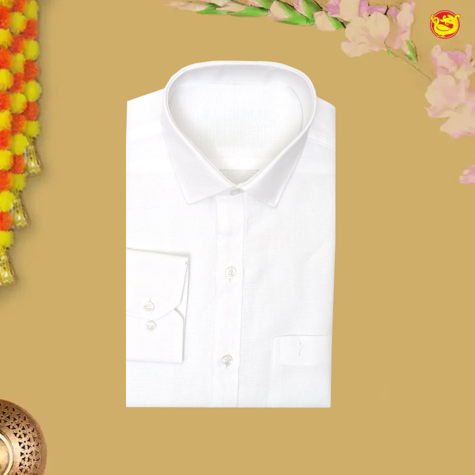 Men’s White Linen Cotton Full Sleeve Shirt