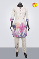 White With Purple Ladies Branded Readymade Maxi Tops