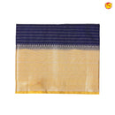 Navy Blue With Mustard Yellow Semi Silk Blend Saree With Double Blouse Concept - Thenianantham