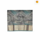 Bluish Grey with Gold Zari Border Tissue With Digital Prints saree