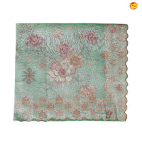 Mint Green with Cutwork and Stonework Border With Floral Digital Prints Tissue Crush saree - Thenianantham