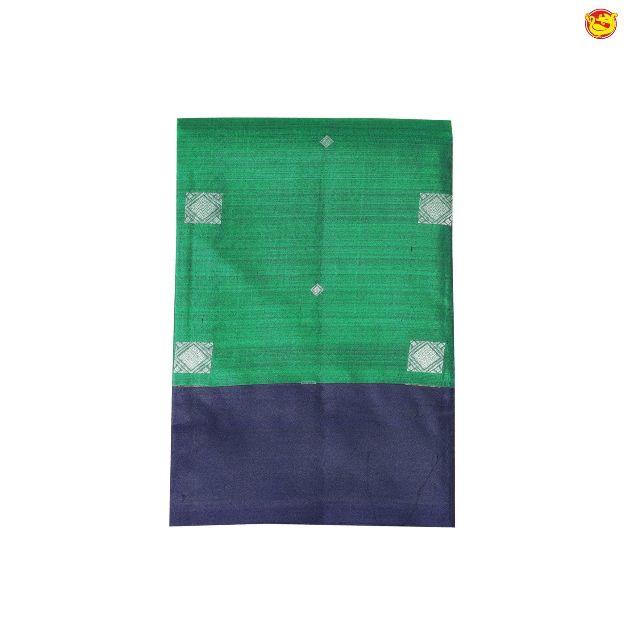 Bottle Green With Navy Blue Box Type Buttas Pure Kanjivaram Subhalaya Soft Silk Saree