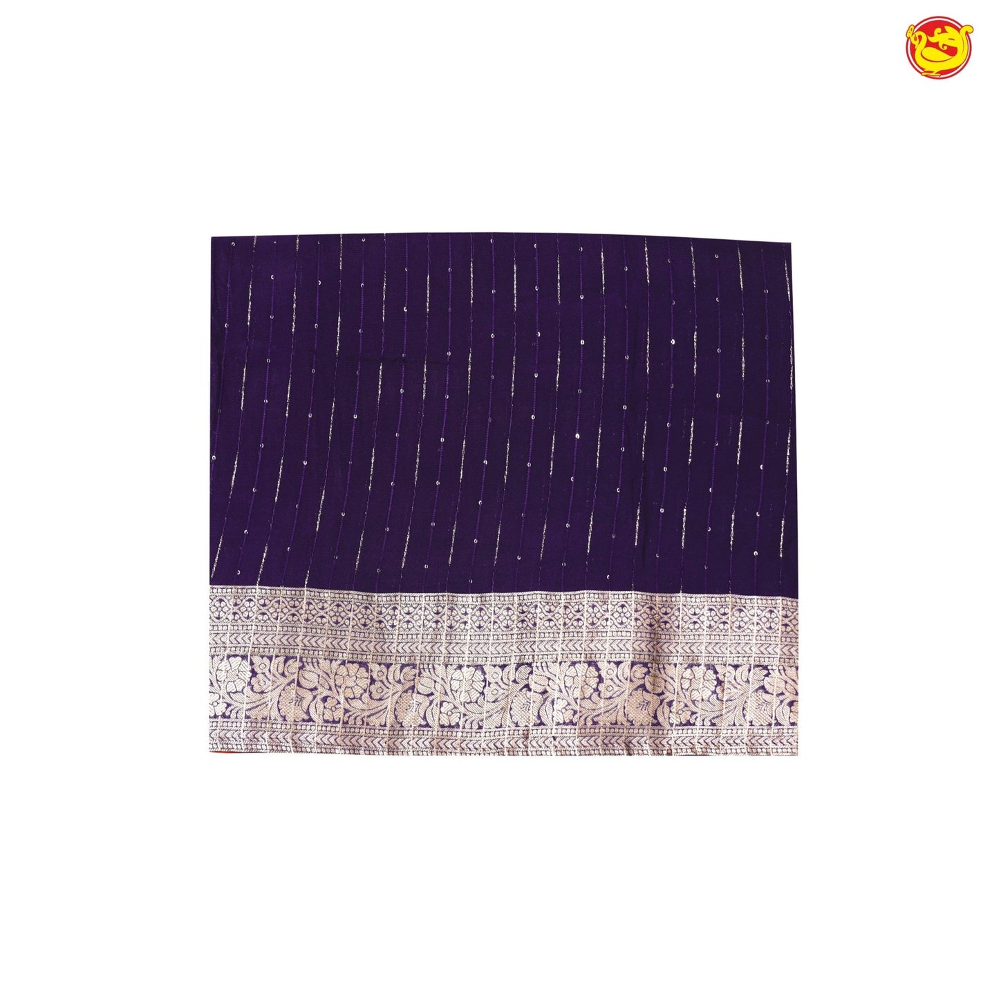 Purple With Tomato Pink Stripes and Sequins Design Raw Silk Designer Saree with Readymade Designer HandWork Blouse