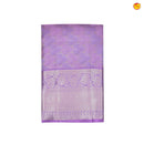 Lavender With Floral Leaf Motifs Gold Zari Border Pure Kanjivaram Subhalaya Wedding Silk Saree - Thenianantham